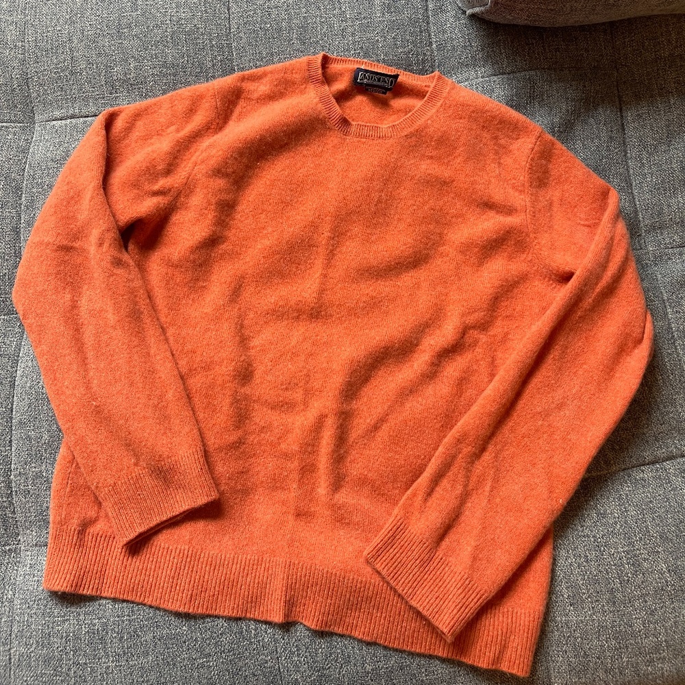 Women's Land's End Orange Cashmere Sweater - small